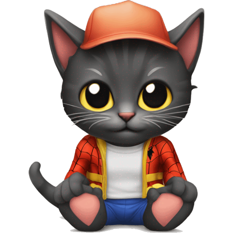 Gatitos batmat con gatito spiderman emoji