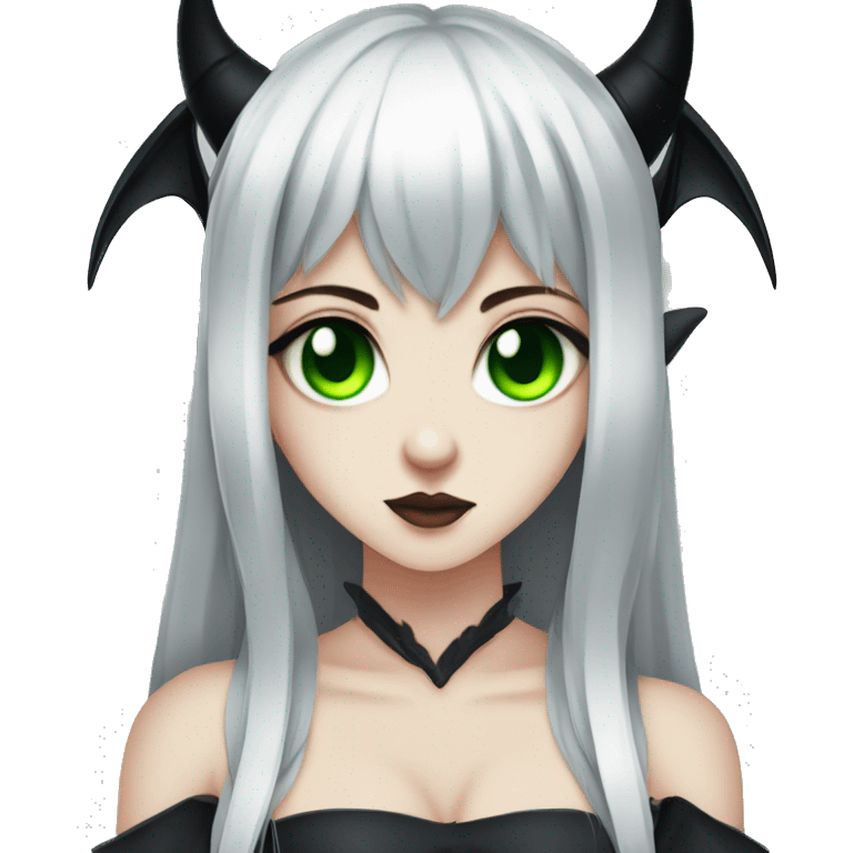 Gothic succubus girl with green eyes anime style  emoji