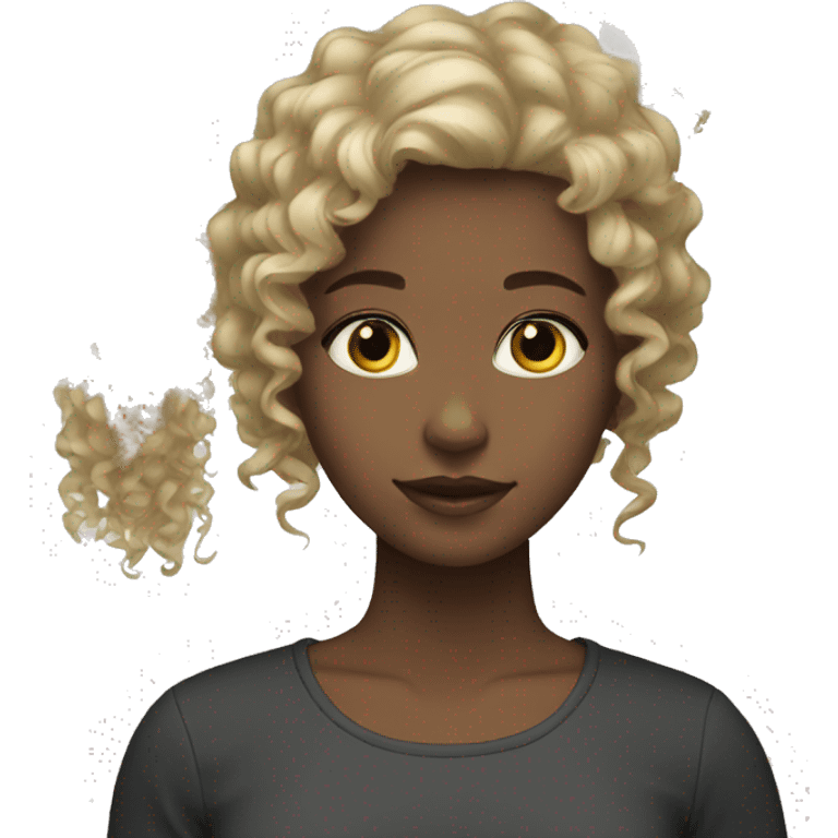 Girl white with hair curly black emoji