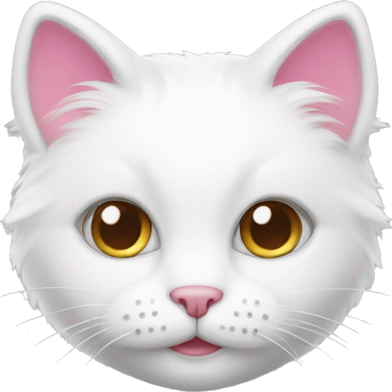 Cute white fur cat with pink ears emoji