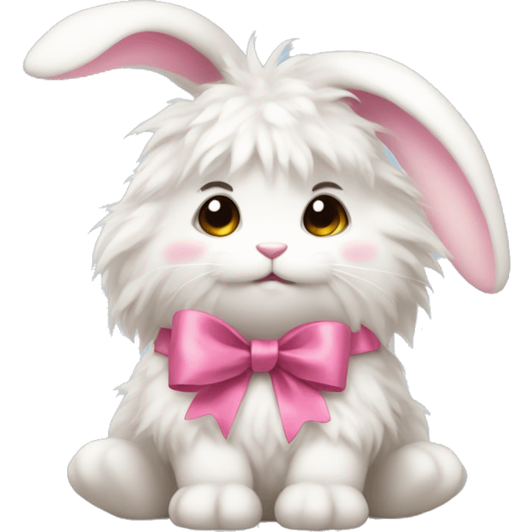 Fluffy bunny with pink bow emoji