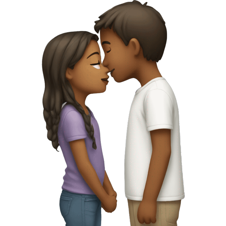 Girl giving boy a kiss emoji