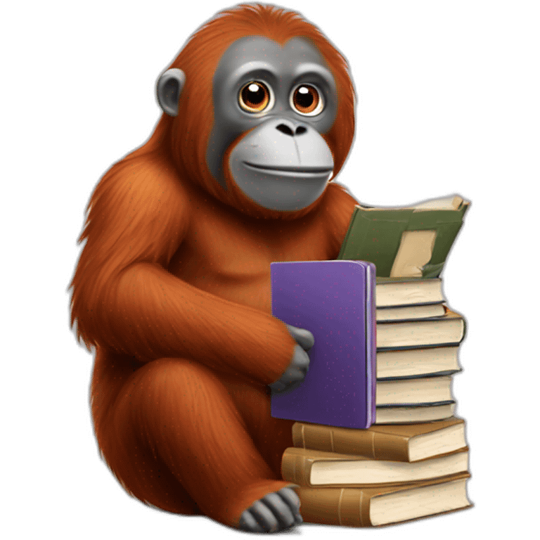 Seal orangutan with books emoji