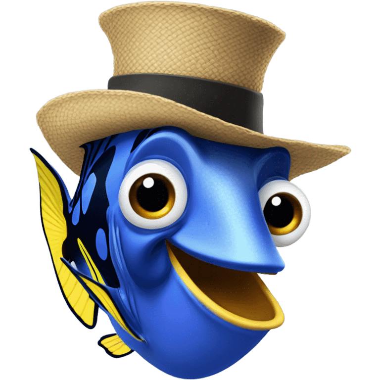 Dory with gloves and a hat emoji