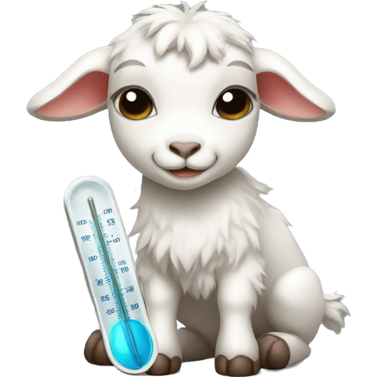 sick baby goat with thermometer emoji