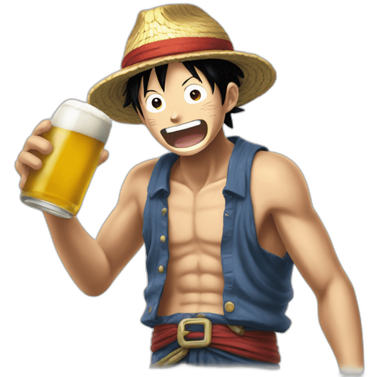 Luffy boire de la bière emoji