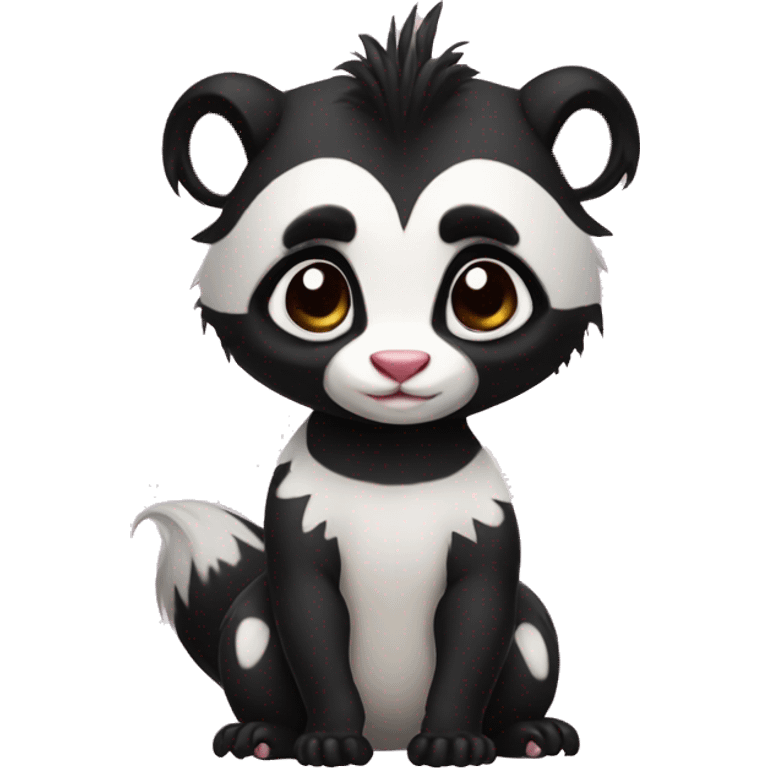 Cute skunk-panda-ferret-hybrid full body emoji