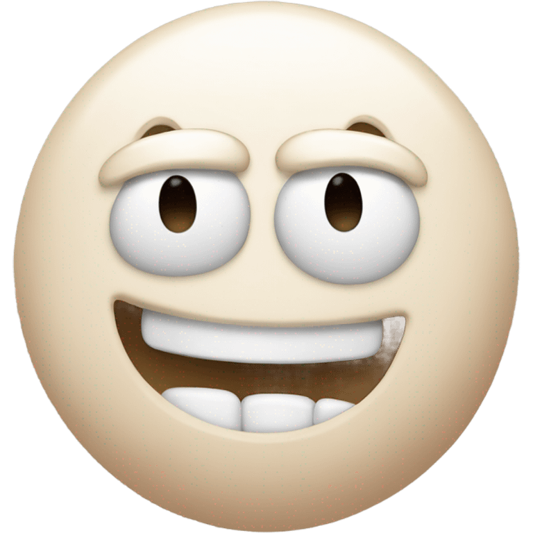 emoji with satisfied eyes looking up with skin color melting marshmallows coming out of his mouth emoji