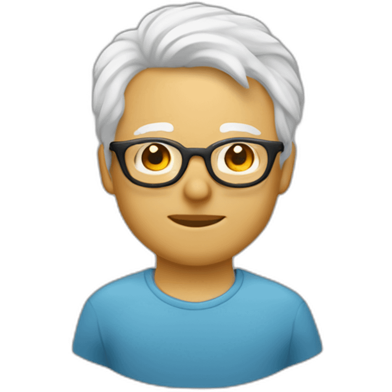 Viel homme mi-chauve cheveux courts blancs, avec lunettes rondes emoji