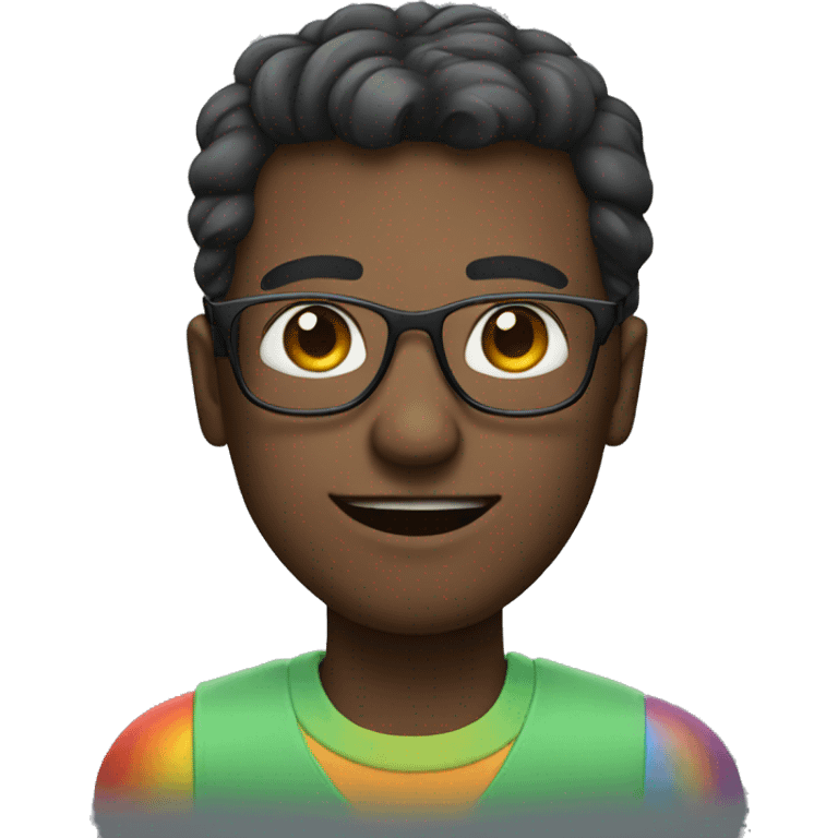 Guy with glasses and rainbow emoji