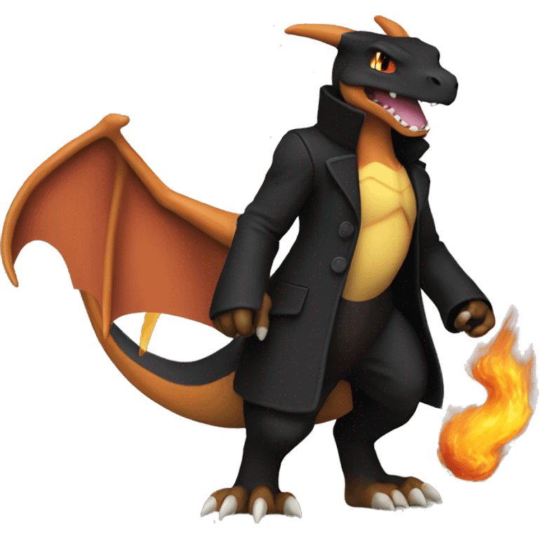 Charizard with a nice black coat on  emoji