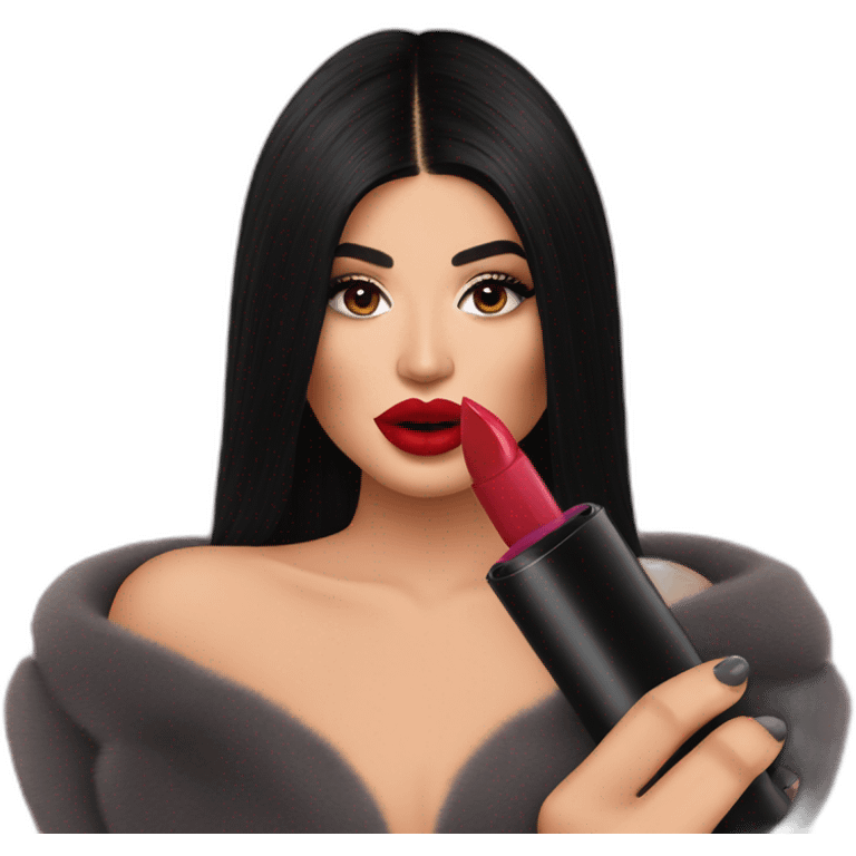 Kylie Jenner holding her lipstick lips emoji