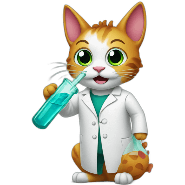 Dragon cat scientist with test tube emoji