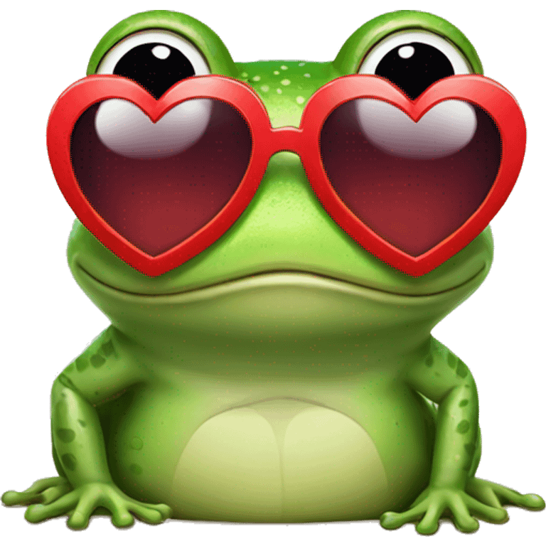 Frog wearing heart shape sunglasses emoji