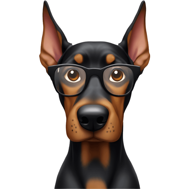 Doberman with glasses shows paw down emoji