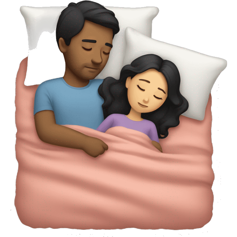 sleeping loving couple with dark hair emoji