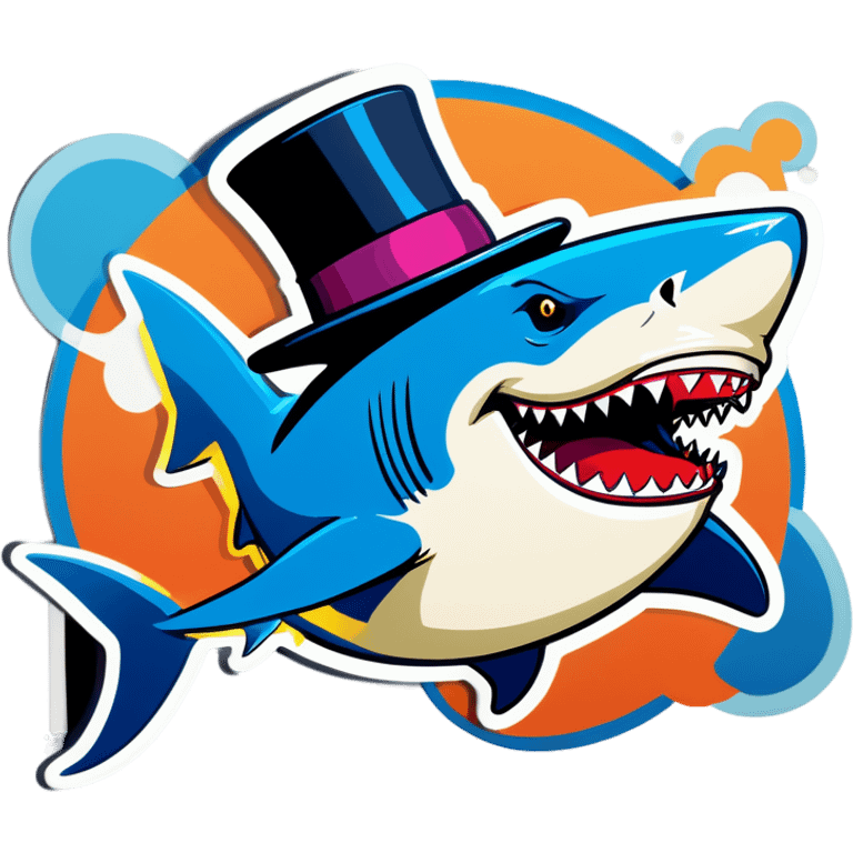 Shark with a top hat emoji