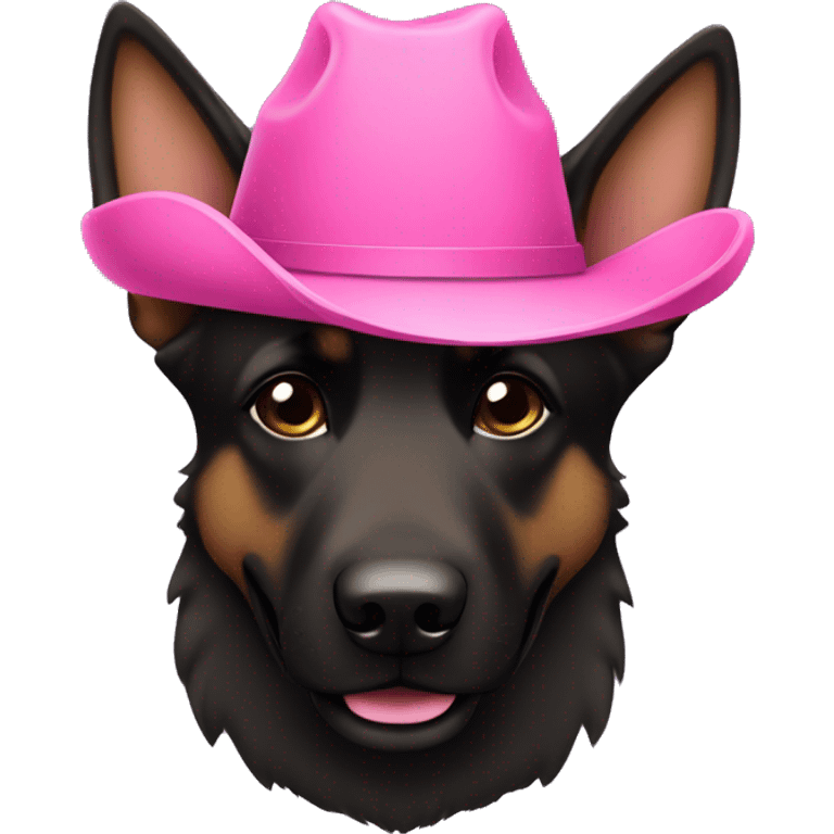 Dark German shepherd pink cowboy hat emoji