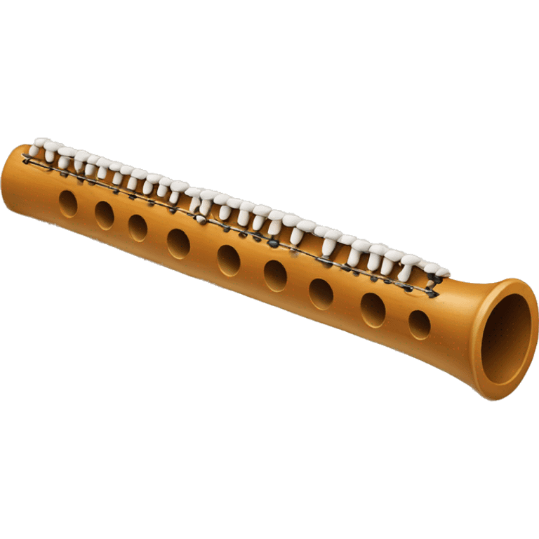 Old slanted wooden flute with holes emoji