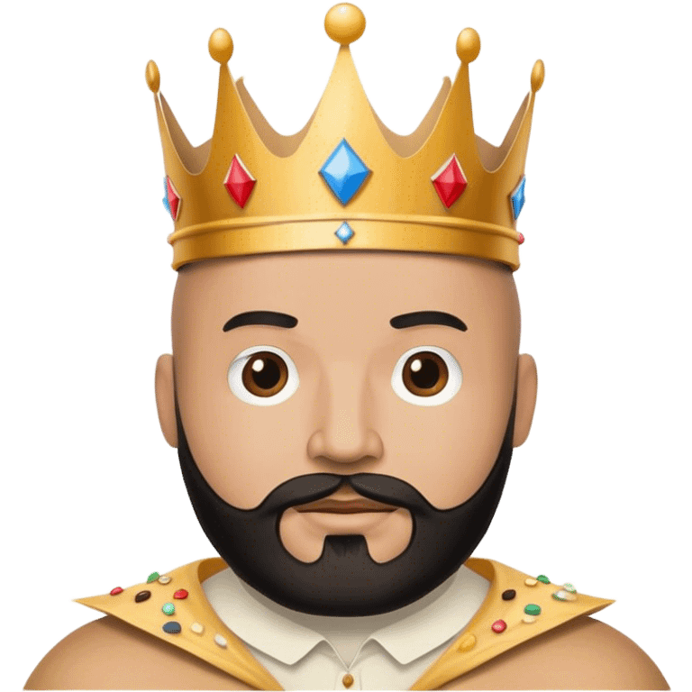 bald guy with black beard and a burger king paper crown emoji