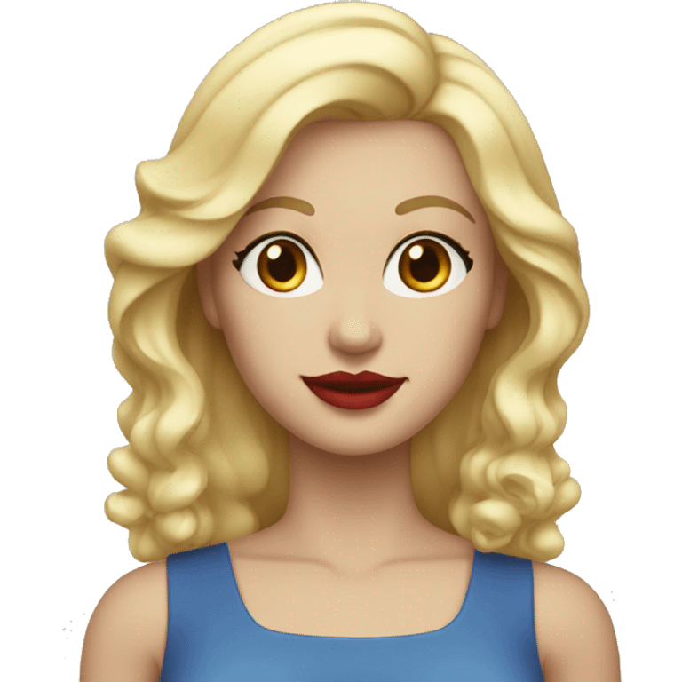 45 year old woman blonde hair blue eyes and red lip[s emoji