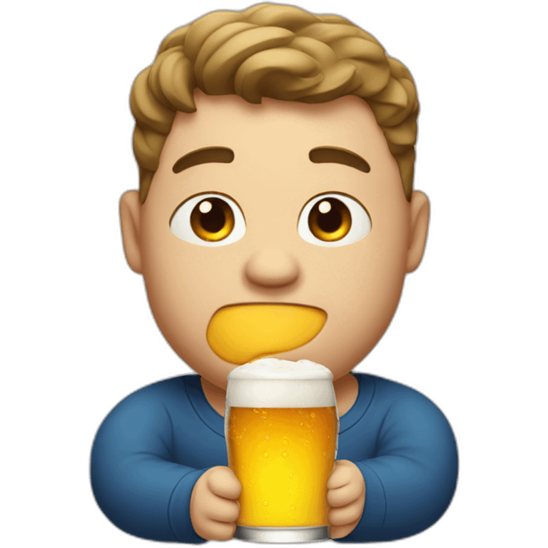 Fat boy drink beer emoji