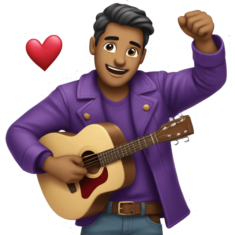 Hombre feliz abrazando corazon morado emoji