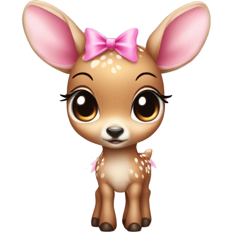 baby deer with fairy wings and a pink bow around its neck  emoji