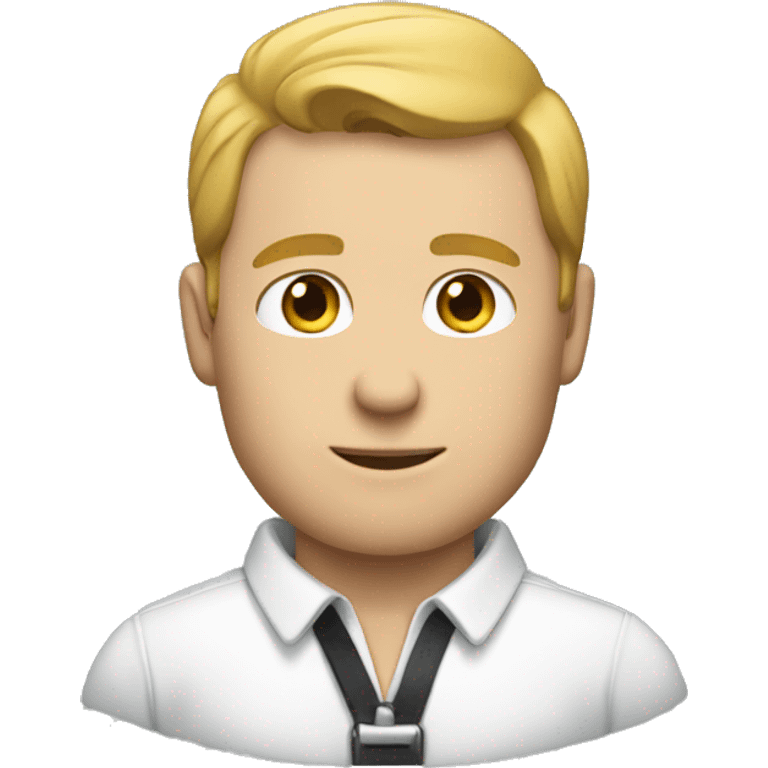 a white man holding the collar of his shirt emoji