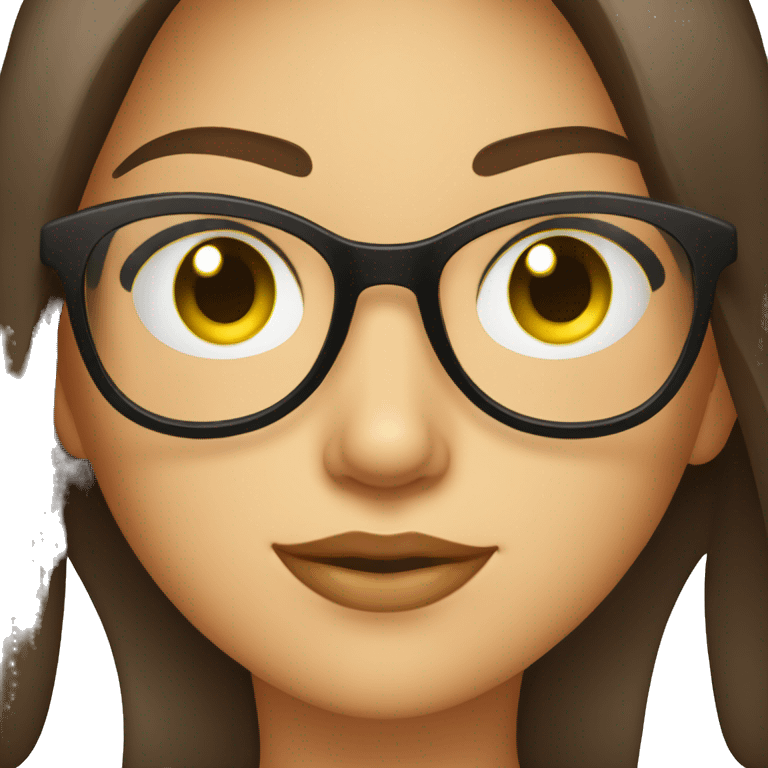 Fille brune au yeux verts avec des lunettes  emoji