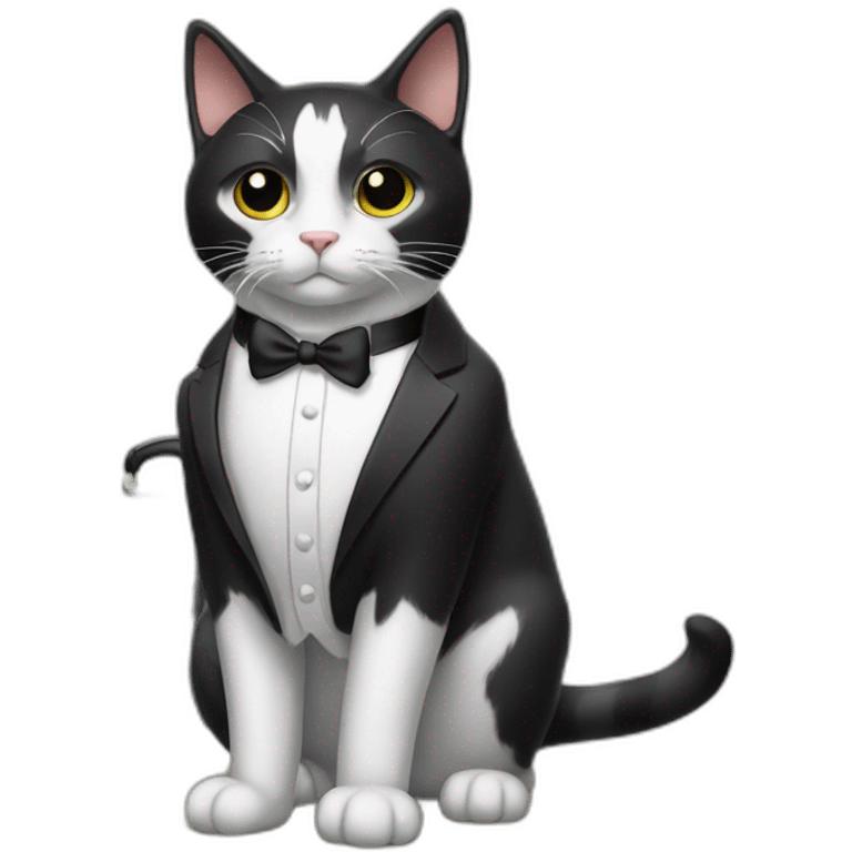 Tuxedo cat in a suit with briefcase emoji