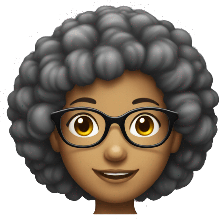 Smirking girl with glasses and afro hair emoji