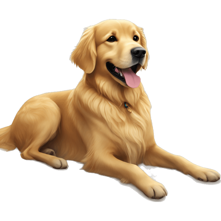 Golden retriever on the beach emoji