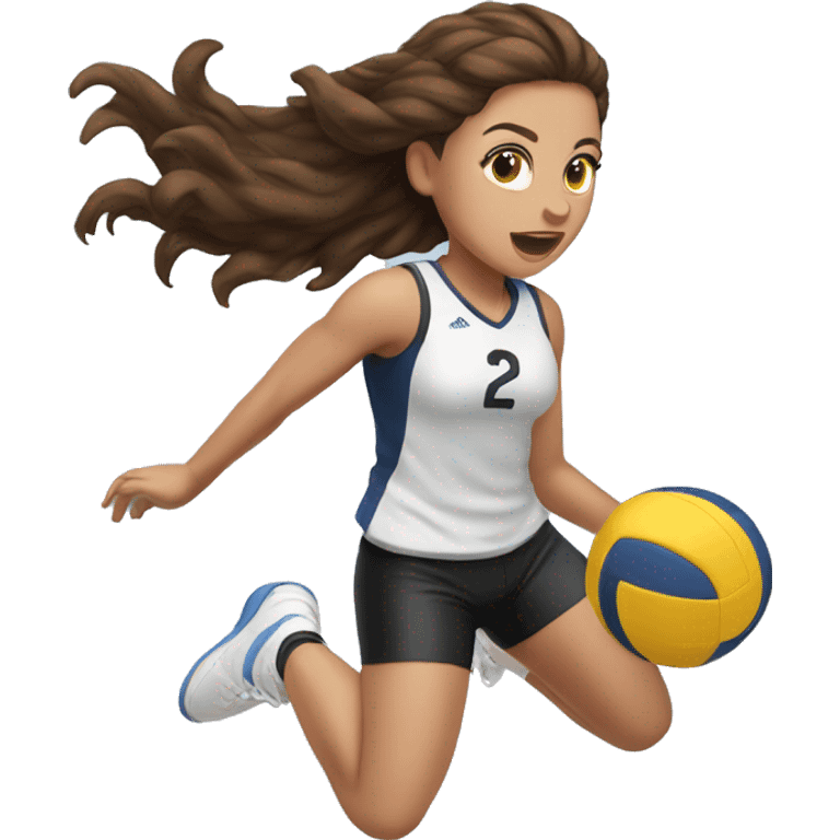 Volleyball jump brown hair girl emoji