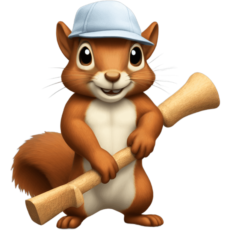 squirrel holding two hatchets wearing a hat  emoji