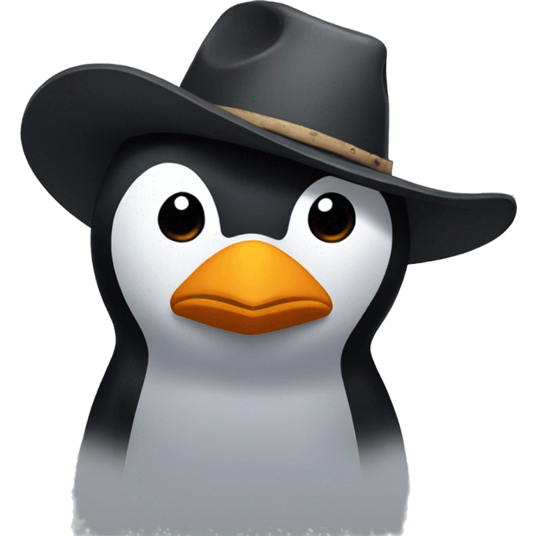 Sad penguin in a cowboy hat emoji