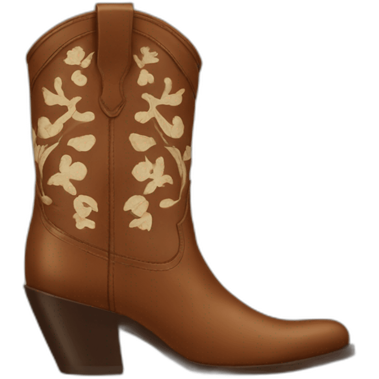 Brown santiag boot originally with nude pattern emoji