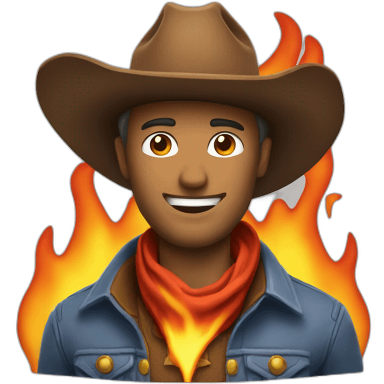 cowboy wearing flaming hat emoji