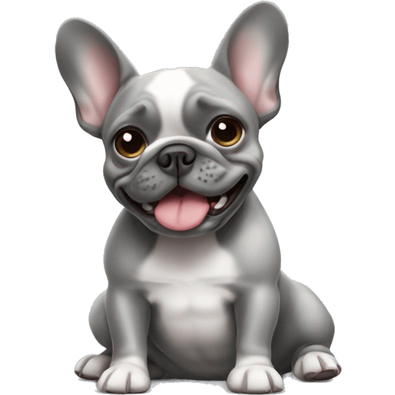 French bulldog grey farting emoji