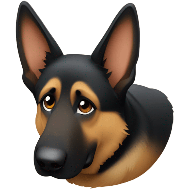 German shepherd curled up into a cinnamon roll emoji