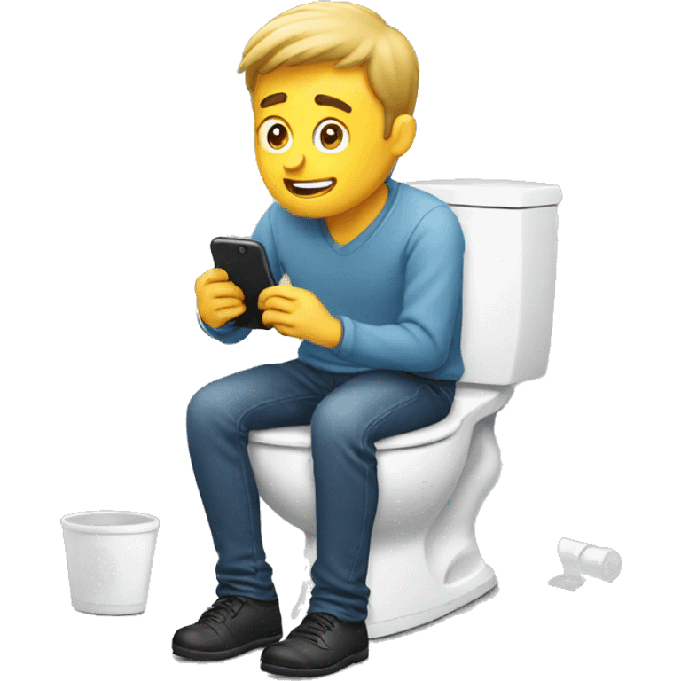 Guy sitting on toilet watching his phone  emoji