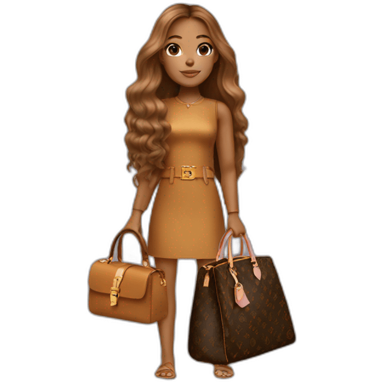 1 girl with light-brown long hair holding louis vuitton bag emoji