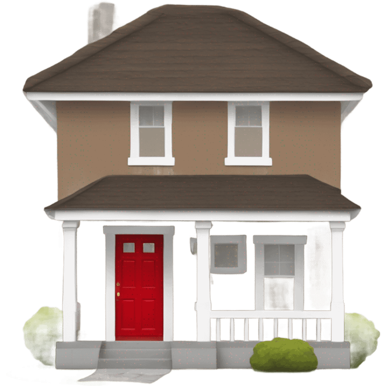 Brown colored ranch style house with a red  front door  emoji