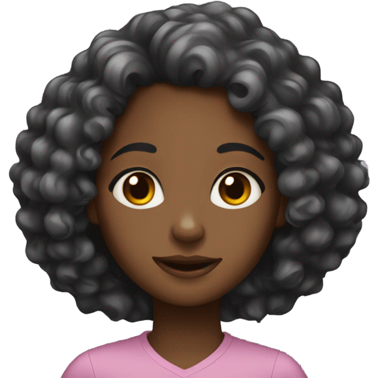 Black girl with curly hair emoji