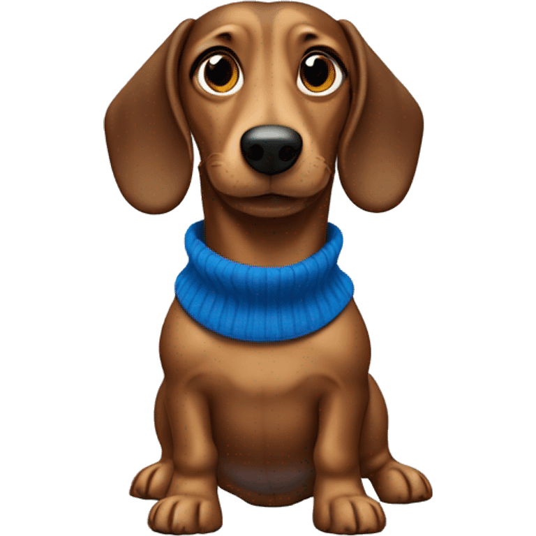 Create a Weiner dog wearing a Blue Turtleneck emoji