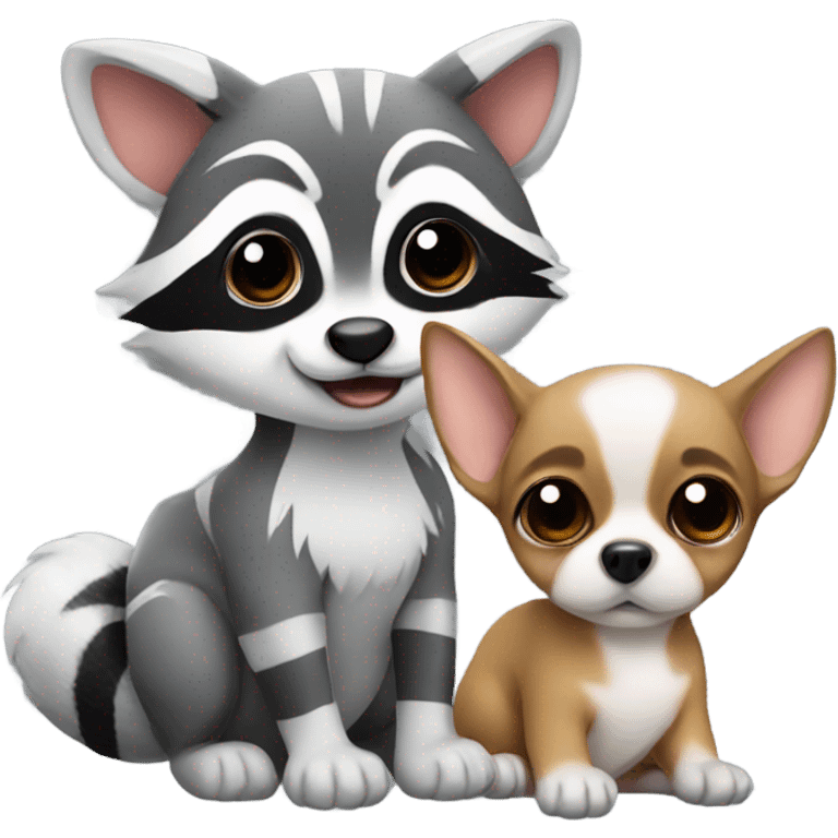 Cute racoon with chihuahua emoji