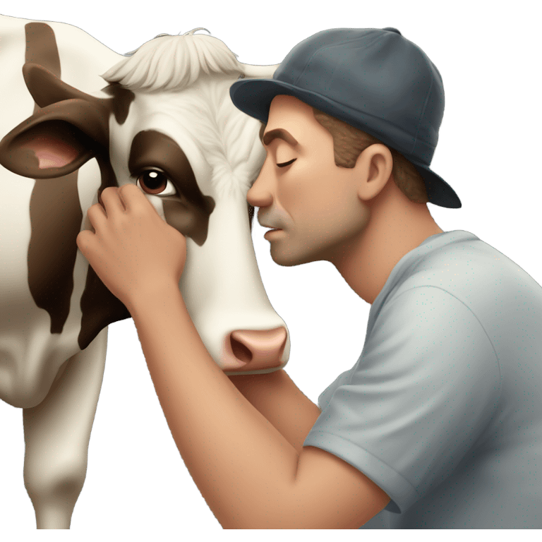 Man kissing a cow emoji