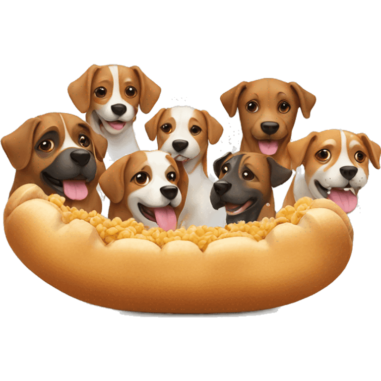 group of dogs eating emoji