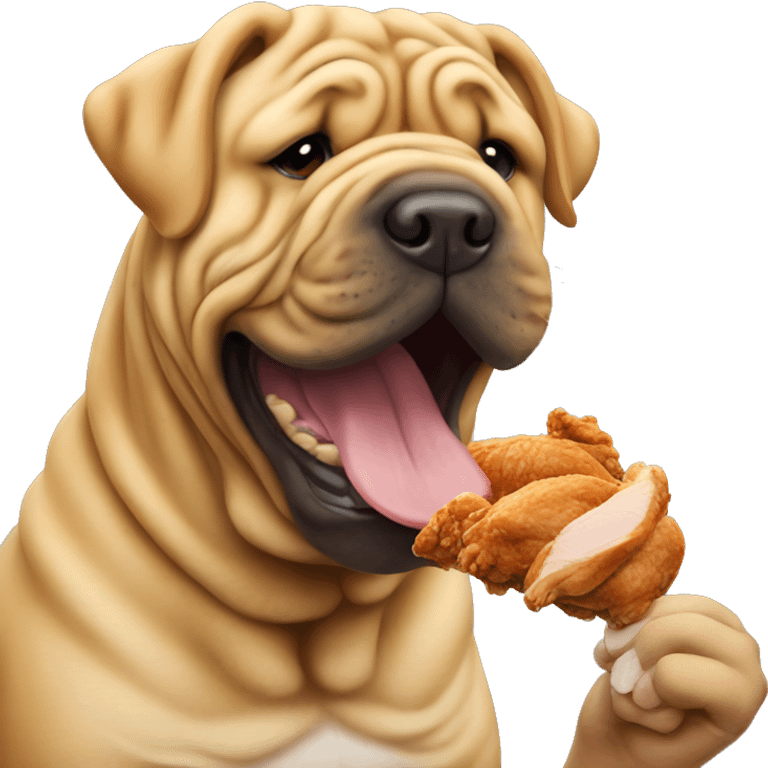 Shar pei eating chicken emoji