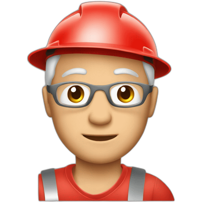 Industrial professional senior mechanical fitter working with a helmet red and red clothing emoji